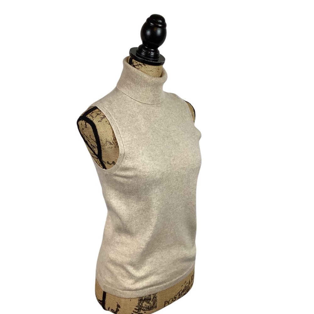 Ann Taylor Cashmere Sweater Womans Small  Sleeveless Cream Turtleneck - Picture 4 of 9